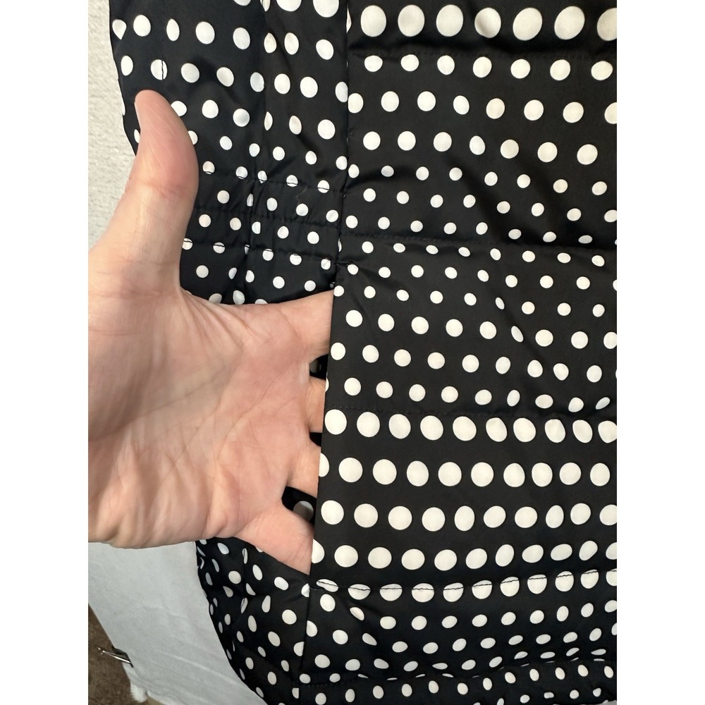 Talbots Women's Down Puffer Quilted Vest Black & White Polka Dot Large Full Zip - Picture 3 of 9